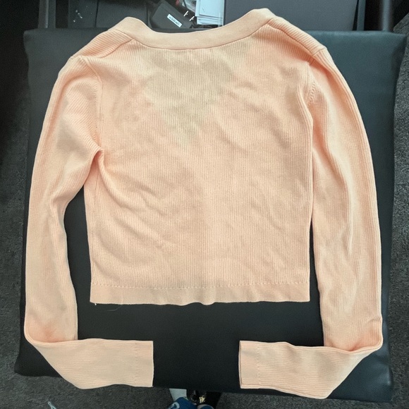Pastel orange button up cardigan - Picture 3 of 3